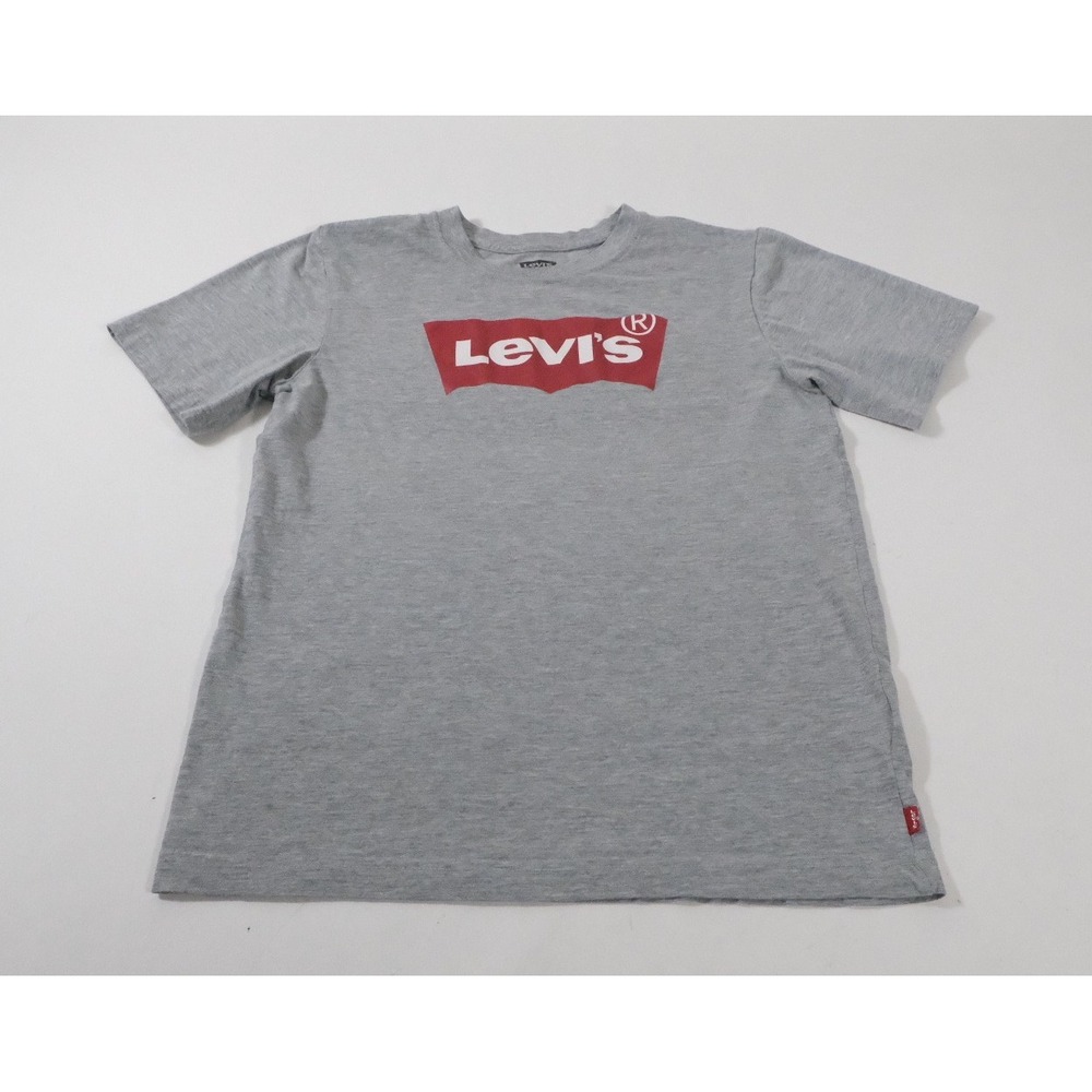 Levi's T-Shirt‎ Boys XL Gray Batwing Logo Graphic Tee Short Sleeve Cotton Blend
